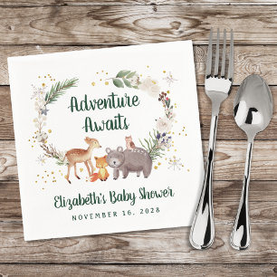 Woodland Animals Winter Baby Shower Napkin
