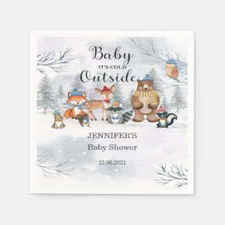 Woodland Animals Winter Baby Shower Napkin