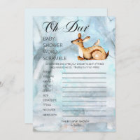 Woodland Animals Winter Baby Shower Word Scramble