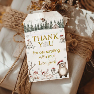 Woodland Animals Winter Birthday Thank You Gift Tags