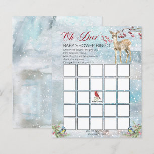 Woodland Animals Winter Boy Baby Shower Bingo Card