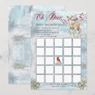 Woodland Animals Winter Boy Baby Shower Bingo Card