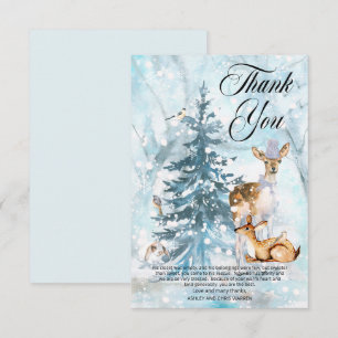 Woodland Animals Winter Boy Baby Shower Thank You Card