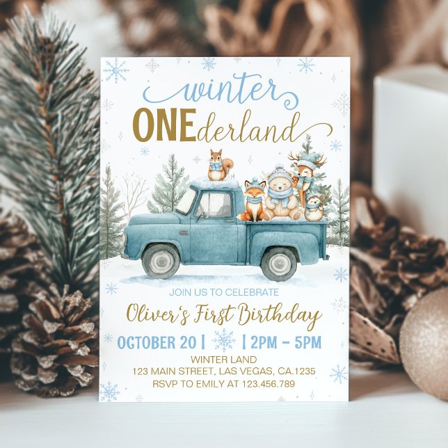 Woodland Animals Winter Onederland 1st Birthday In Invitation (Creator Uploaded)