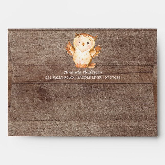 Woodland Animals Wood Neutral Invitation Envelope (Back (Top Flap))