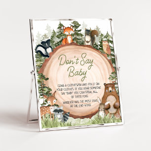Woodland Animals Wood Slice Don't Say Baby Poster