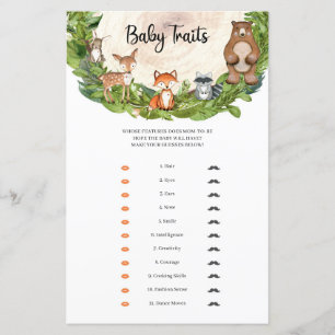 Woodland animals wooden slice green Baby Traits 