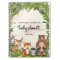 Woodland animals wooden slice greenery baby