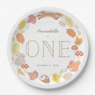 Woodland Animals Wreath Fall 1st Birthday Paper Plate