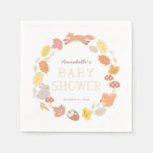 Woodland Animals Wreath Fall Baby Shower Napkin