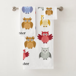 Woodland Animals Your Name Modern Bath Towel Set