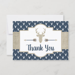 Woodland Antlers Thank You Card, Burlap