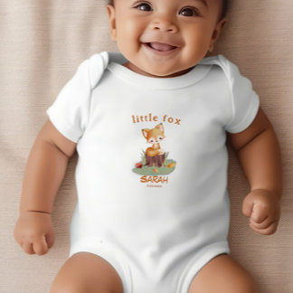 Woodland Autumn Baby Fox Personalised Baby Bodysuit