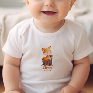 Woodland Autumn Baby Fox Personalised Baby Bodysuit