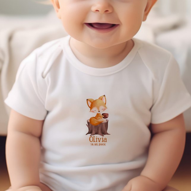 Woodland Autumn Baby Fox Personalised  Bodysuit (Creator Uploaded)