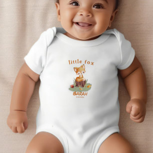 Woodland Autumn Baby Fox Personalized  Bodysuit