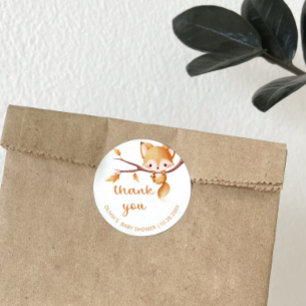 Woodland Autumn Baby Fox Thank You Classic Round Sticker