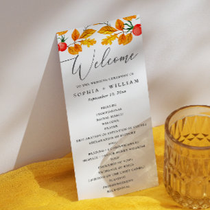 Woodland autumn foliage. Watercolor fall wedding Program