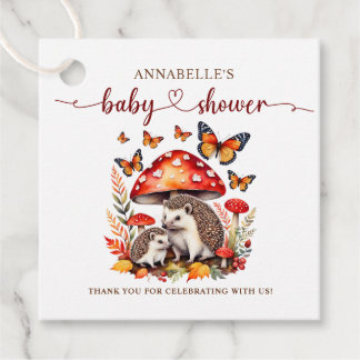 Woodland Autumn Hedgehog Baby Shower Favour Tags