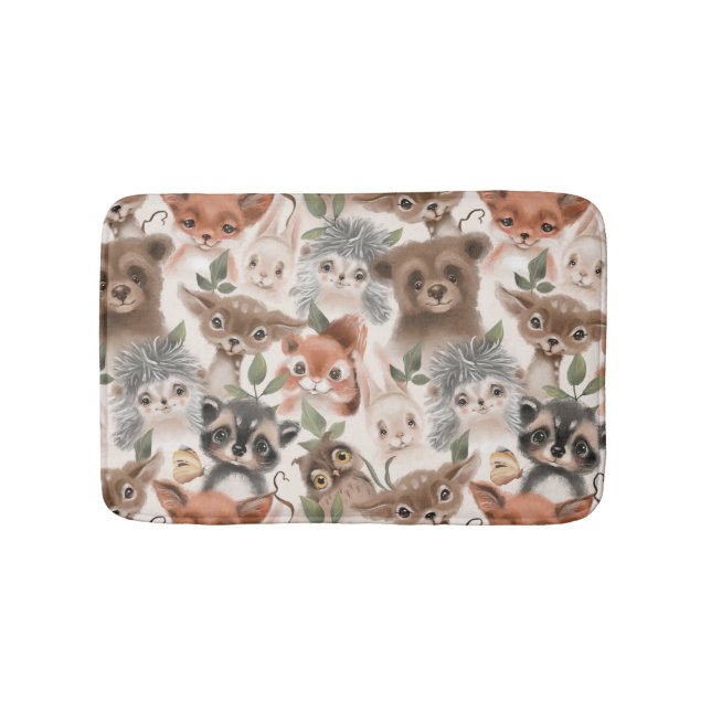 Woodland Baby Animals  Bath Mat (Front)
