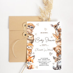 Woodland Baby Animals Gender Neutral Baby Shower  Invitation