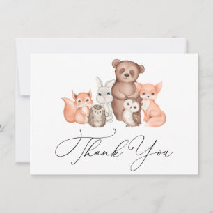 Woodland Baby Animals Thank You Card
