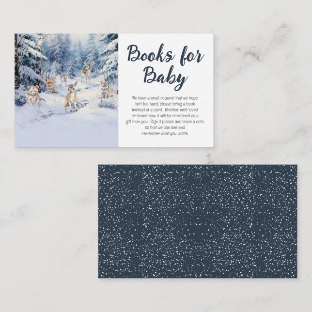 Woodland Baby Animals Winter Baby Books for Baby Enclosure Card (Front/Back)