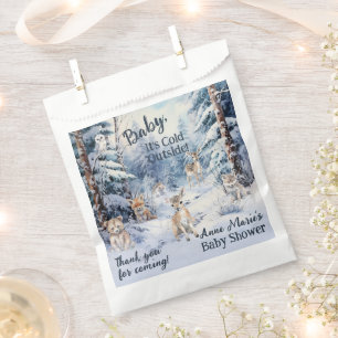 Woodland Baby Animals Winter Boy Baby Shower Favour Bag