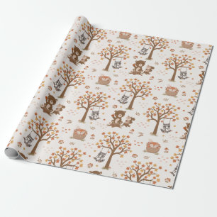 Woodland Baby Bears Squirrels Racoon Baby Shower  Wrapping Paper