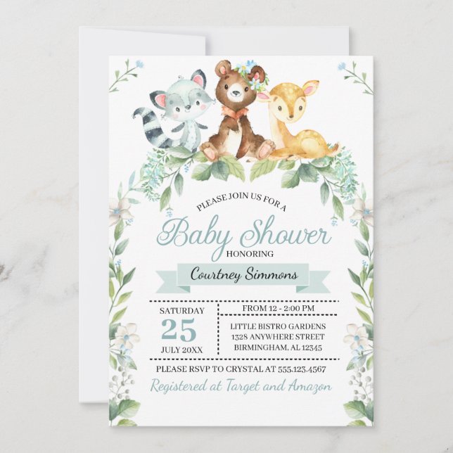 Woodland Baby Boy Baby Shower Invitation (Front)
