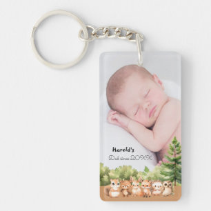 Woodland Baby Boy Photo Name Dad Since Key Ring