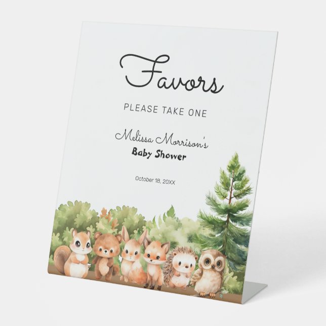 Woodland Baby Boy Shower Favours Pedestal Sign (Front)
