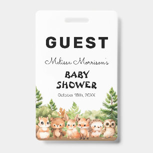 Woodland Baby Boy Shower Guest ID Badge