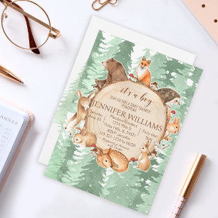 Woodland baby boy shower invitation Baby shower