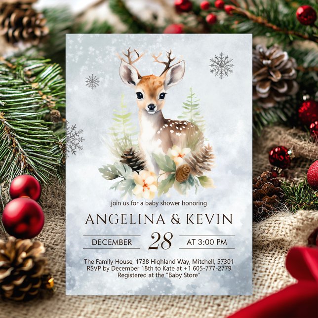 Woodland Baby Deer Animal Baby Shower Invitation (Woodland Baby Deer Animal Baby Shower Invitation)