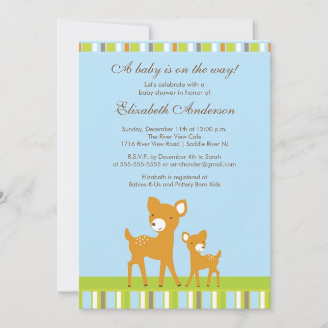 Woodland Baby Deer Baby Shower Invitation (Front)