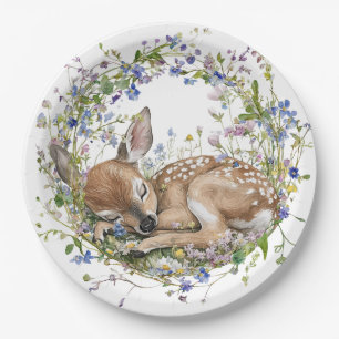Woodland Baby Deer Baby Shower Paper Plate