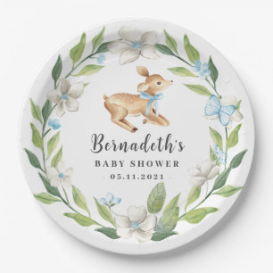 Woodland Baby Deer Baby Shower Paper Plate