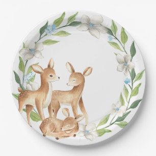 Woodland Baby Deer Baby Shower Paper Plate