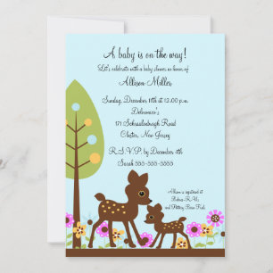 Woodland Baby Deer Boy Baby Shower Invitation