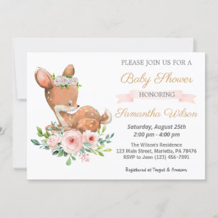 Woodland Baby Fawn Baby Shower Invitation