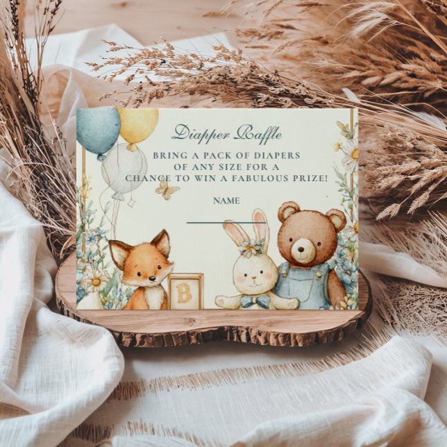 Woodland Baby Friends Diapper Raffle Enclosure Card (Creator Uploaded)