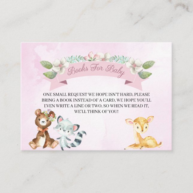 Woodland Baby Girl Books for Baby Enclosure Card (Front)