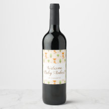 Woodland Baby Initials Custom Wine Label