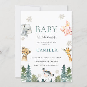 Woodland Baby It's Cold Outside Baby Shower  Invitation