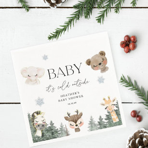 Woodland Baby It's Cold Outside Baby Shower Napkin