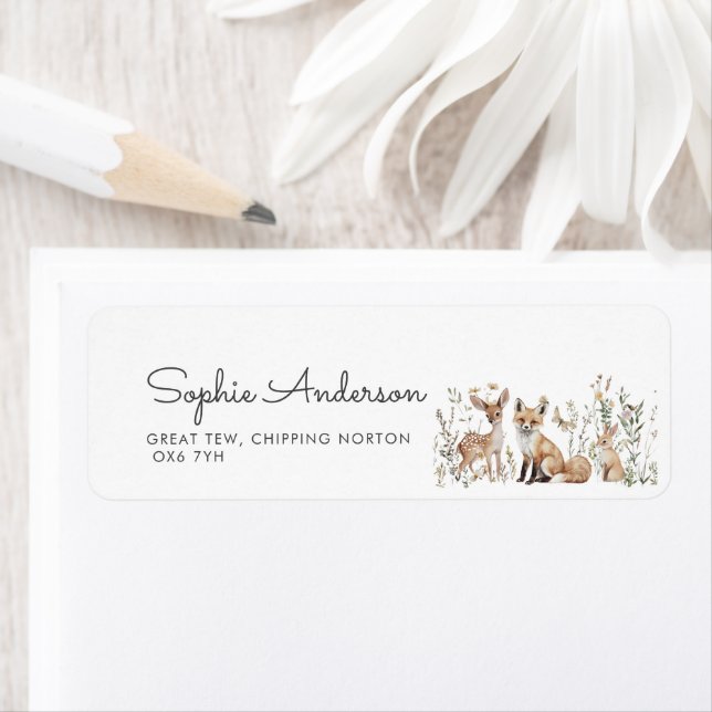 Woodland Baby Shower Address Return Address Label (Insitu)
