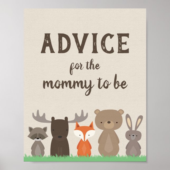 Woodland Baby Shower Advice for the Mummy Sign (Front)