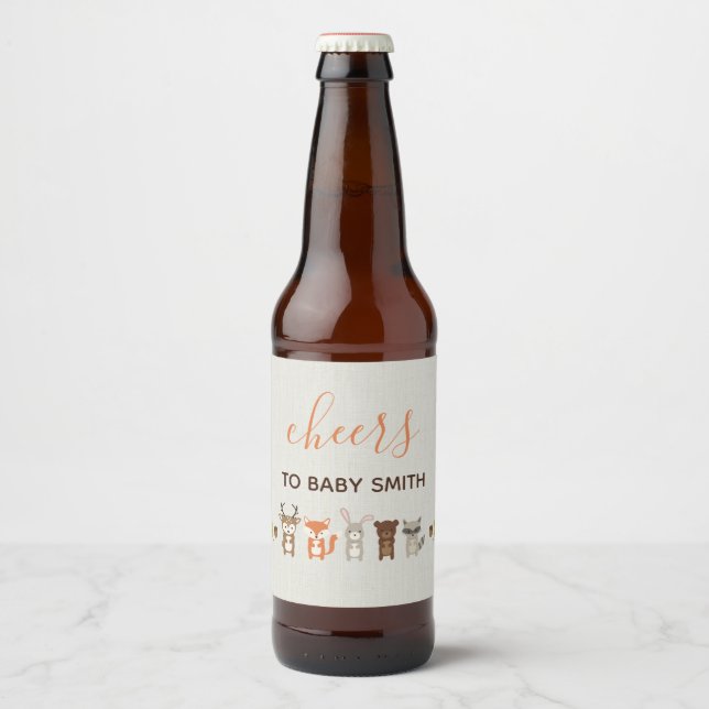 Woodland Baby Shower Beer Bottle Label (Front)