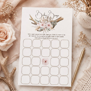 Woodland Baby Shower Bingo Game – Rustic Boho Wate